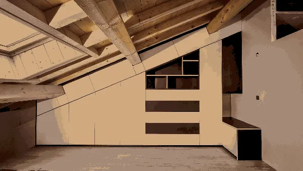 Seamless Assembly for a Walk-In Wardrobe Under a Sloping Roof